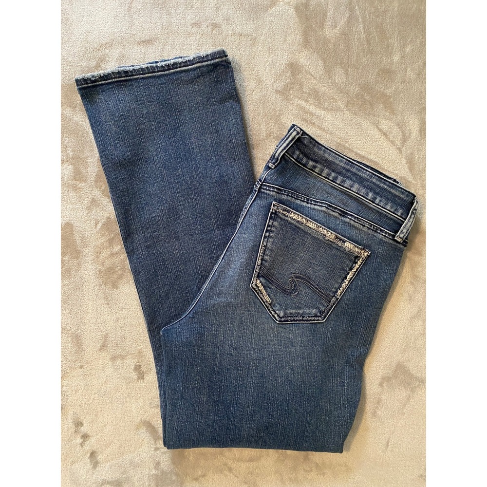 Silver Jeans Elyse Slim Boot W31 L33‎ Blue Mid Rise Embroidered Western Cowgirl